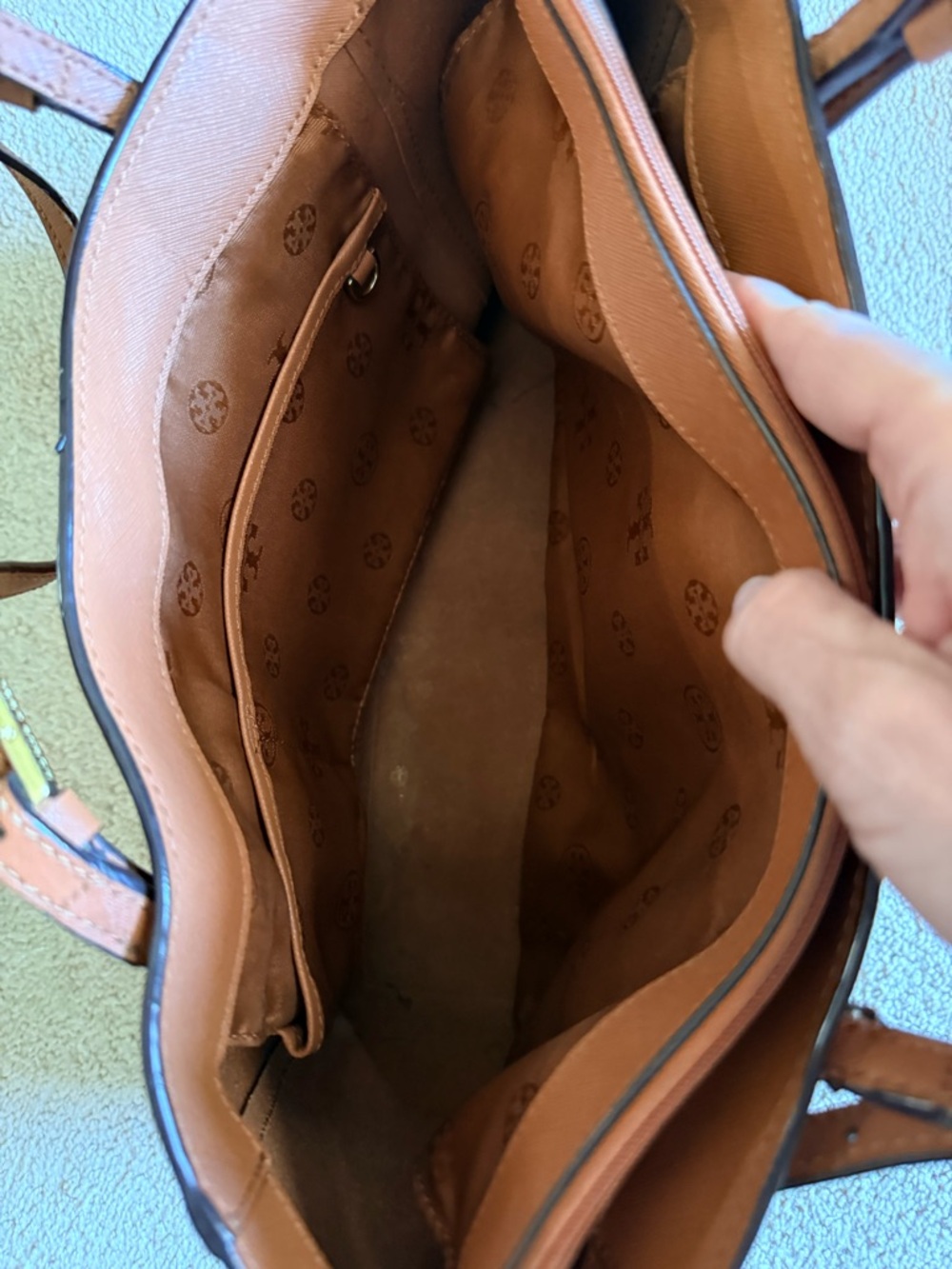 Tory Burch Cognac Leather Double-Handle Tote - Picture 7 of 7
